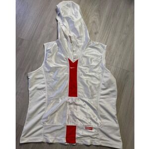 Nike Sphere Dry Sleeveless Hoodie White Red Mesh MMIV Athletic Top XL 16-18